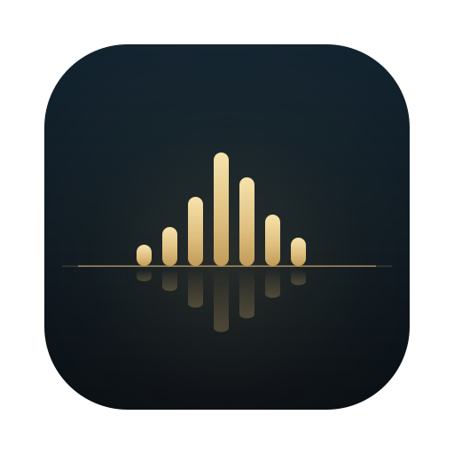 Segoy app icon: a gold waveform rising like an island from a dark sea
